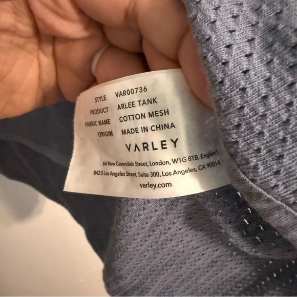 Varley Athletic Size Medium Blue Sleeveless Tank Top Breathable Fitness Gym - Picture 4 of 8